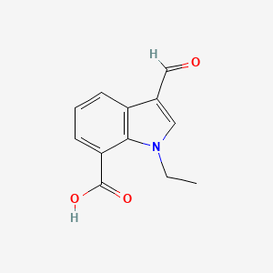 molecular formula C12H11NO3 B13252420 1-Ethyl-3-formyl-1H-indole-7-carboxylic acid 