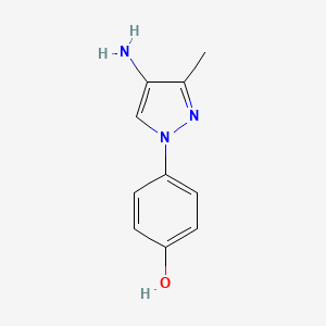 molecular formula C10H11N3O B13252770 4-(4-Amino-3-methyl-1H-pyrazol-1-yl)phenol 