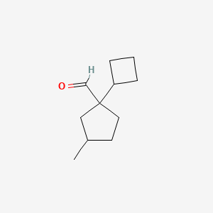 molecular formula C11H18O B13252790 1-Cyclobutyl-3-methylcyclopentane-1-carbaldehyde 