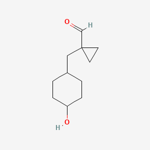 molecular formula C11H18O2 B13252797 1-[(4-Hydroxycyclohexyl)methyl]cyclopropane-1-carbaldehyde 