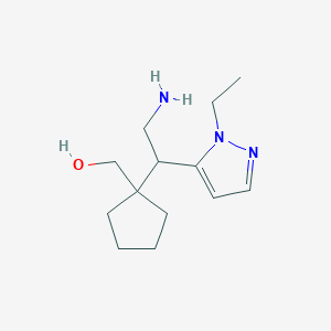 molecular formula C13H23N3O B13252816 {1-[2-amino-1-(1-ethyl-1H-pyrazol-5-yl)ethyl]cyclopentyl}methanol 