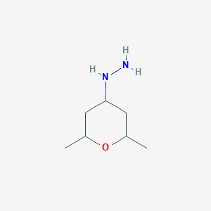 molecular formula C7H16N2O B13252883 (2,6-Dimethyloxan-4-yl)hydrazine 