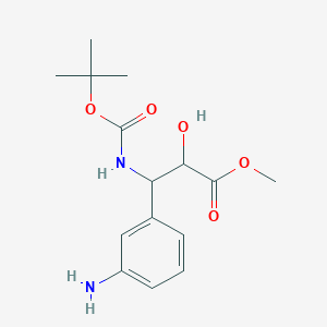 molecular formula C15H22N2O5 B13252977 Methyl 3-(3-aminophenyl)-3-{[(tert-butoxy)carbonyl]amino}-2-hydroxypropanoate 
