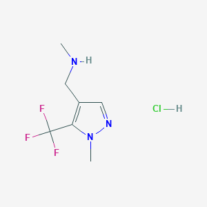 molecular formula C7H11ClF3N3 B13253028 methyl({[1-methyl-5-(trifluoromethyl)-1H-pyrazol-4-yl]methyl})amine hydrochloride 
