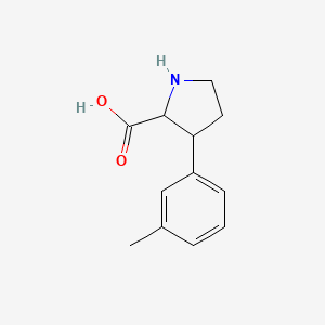 molecular formula C12H15NO2 B13253212 3-(M-tolyl)pyrrolidine-2-carboxylic acid 