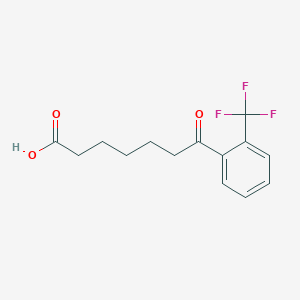 molecular formula C14H15F3O3 B1325325 7-Oxo-7-(2-trifluoromethylphenyl)heptanoic acid CAS No. 898791-01-0
