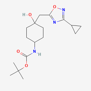 molecular formula C17H27N3O4 B13253265 tert-Butyl N-{4-[(3-cyclopropyl-1,2,4-oxadiazol-5-yl)methyl]-4-hydroxycyclohexyl}carbamate 