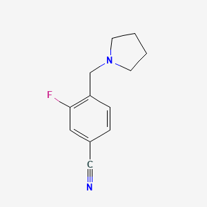 molecular formula C12H13FN2 B1325342 3-Fluoro-4-(pyrrolidin-1-ylmethyl)-benzonitrile 