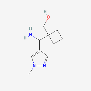 molecular formula C10H17N3O B13253592 {1-[amino(1-methyl-1H-pyrazol-4-yl)methyl]cyclobutyl}methanol 