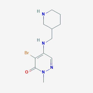 molecular formula C11H17BrN4O B13253610 4-Bromo-2-methyl-5-{[(piperidin-3-yl)methyl]amino}-2,3-dihydropyridazin-3-one 