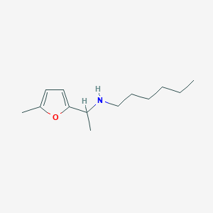 molecular formula C13H23NO B13253638 Hexyl[1-(5-methylfuran-2-yl)ethyl]amine 
