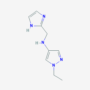 molecular formula C9H13N5 B13253775 1-ethyl-N-(1H-imidazol-2-ylmethyl)-1H-pyrazol-4-amine 