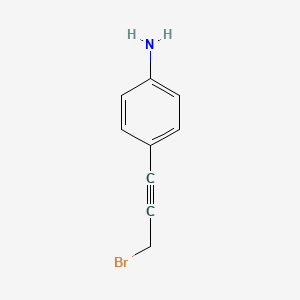molecular formula C9H8BrN B13253845 4-(3-Bromoprop-1-YN-1-YL)aniline 