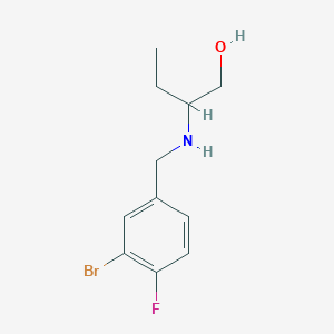 molecular formula C11H15BrFNO B13253885 2-{[(3-Bromo-4-fluorophenyl)methyl]amino}butan-1-ol 