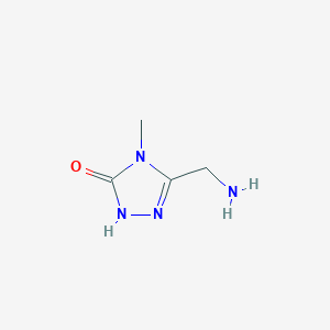 molecular formula C4H8N4O B13254045 3-(aminomethyl)-4-methyl-4,5-dihydro-1H-1,2,4-triazol-5-one 