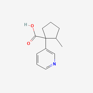 molecular formula C12H15NO2 B13254053 2-Methyl-1-(pyridin-3-yl)cyclopentane-1-carboxylic acid 