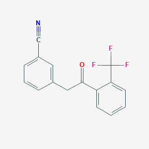 molecular formula C16H10F3NO B1325424 2-(3-Cyanophenyl)-2'-trifluoromethylacetophenone CAS No. 898784-51-5