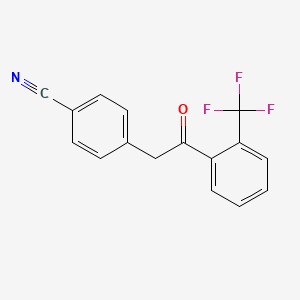 B1325427 2-(4-Cyanophenyl)-2'-trifluoromethylacetophenone CAS No. 898784-57-1