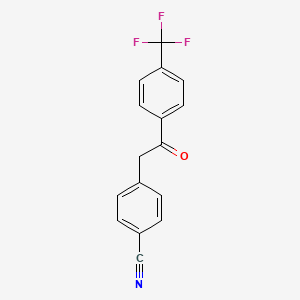 molecular formula C16H10F3NO B1325428 2-(4-Cyanophenyl)-4'-trifluoromethylacetophenone CAS No. 898784-59-3