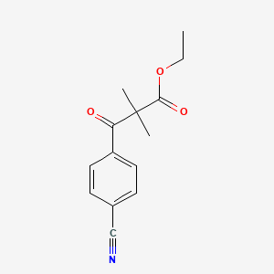 molecular formula C14H15NO3 B13254312 Ethyl 3-(4-cyanophenyl)-2,2-dimethyl-3-oxopropanoate 