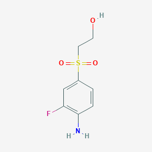 molecular formula C8H10FNO3S B13254357 2-(4-Amino-3-fluorobenzenesulfonyl)ethan-1-ol 