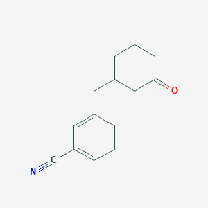 molecular formula C14H15NO B1325436 3-[(3-Oxocyclohexyl)methyl]benzonitrile CAS No. 898785-01-8