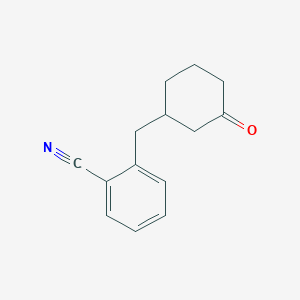 molecular formula C14H15NO B1325438 2-[(3-Oxocyclohexyl)methyl]benzonitrile CAS No. 898785-05-2
