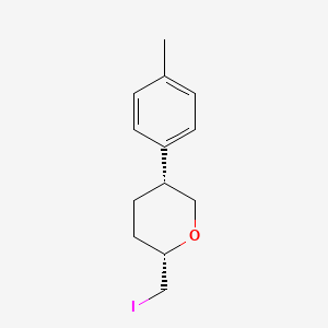 molecular formula C13H17IO B13254386 (2S,5R)-2-(Iodomethyl)-5-(4-methylphenyl)oxane 