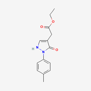 molecular formula C14H16N2O3 B13254399 Ethyl 2-[2-(4-methylphenyl)-3-oxo-2,3-dihydro-1H-pyrazol-4-yl]acetate 