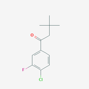 molecular formula C12H14ClFO B1325450 4'-氯-3,3-二甲基-3'-氟丁酰苯酮 CAS No. 898764-64-2