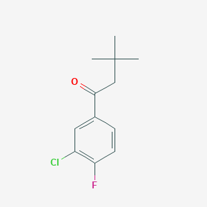 molecular formula C12H14ClFO B1325451 3'-氯-3,3-二甲基-4'-氟丁酰苯酮 CAS No. 898764-66-4