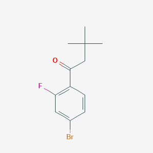 molecular formula C12H14BrFO B1325456 4'-溴-3,3-二甲基-2'-氟丁酰苯酮 CAS No. 898764-78-8