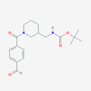 molecular formula C19H26N2O4 B13254565 tert-Butyl N-{[1-(4-formylbenzoyl)piperidin-3-yl]methyl}carbamate 