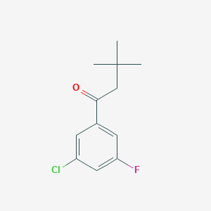 molecular formula C12H14ClFO B1325457 3'-氯-3,3-二甲基-5'-氟丁苯酮 CAS No. 898764-80-2