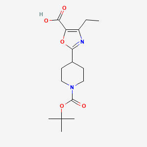 molecular formula C16H24N2O5 B13254574 2-{1-[(Tert-butoxy)carbonyl]piperidin-4-yl}-4-ethyl-1,3-oxazole-5-carboxylic acid 