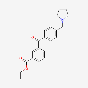 molecular formula C21H23NO3 B1325477 3-羧乙氧基-4'-吡咯烷基甲基二苯甲酮 CAS No. 898776-14-2