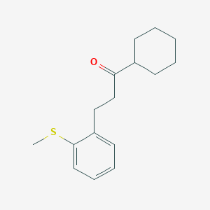 molecular formula C16H22OS B1325480 环己基 2-(2-硫代甲苯基)乙基酮 CAS No. 898780-73-9