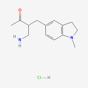 molecular formula C14H21ClN2O B13254819 4-Amino-3-[(1-methyl-2,3-dihydro-1H-indol-5-yl)methyl]butan-2-one hydrochloride 