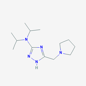 molecular formula C13H25N5 B13254986 N,N-Bis(propan-2-yl)-5-[(pyrrolidin-1-yl)methyl]-1H-1,2,4-triazol-3-amine 