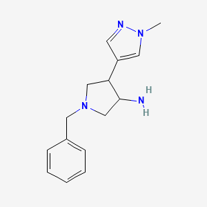 molecular formula C15H20N4 B13255030 1-Benzyl-4-(1-methyl-1H-pyrazol-4-yl)pyrrolidin-3-amine 