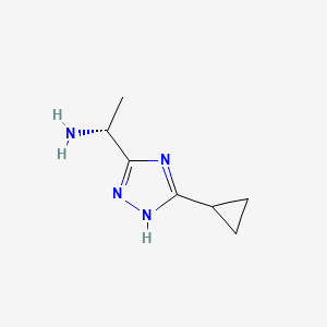molecular formula C7H12N4 B13255048 (1R)-1-(5-Cyclopropyl-1H-1,2,4-triazol-3-yl)ethan-1-amine 