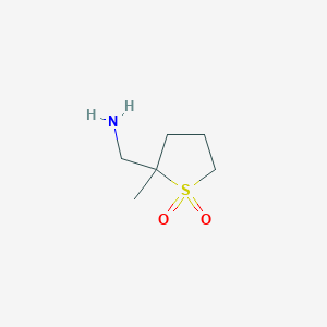 molecular formula C6H13NO2S B13255089 2-(Aminomethyl)-2-methyltetrahydrothiophene 1,1-dioxide 