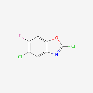 molecular formula C7H2Cl2FNO B13255176 2,5-Dichloro-6-fluoro-1,3-benzoxazole 