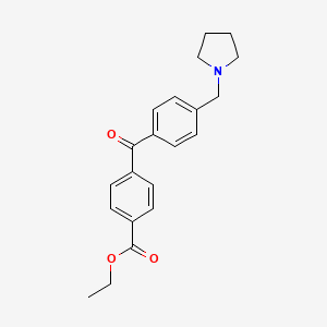 molecular formula C21H23NO3 B1325533 4-Carboethoxy-4'-pyrrolidinomethyl benzophenone CAS No. 898776-17-5