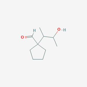 molecular formula C10H18O2 B13255337 1-(3-Hydroxybutan-2-yl)cyclopentane-1-carbaldehyde 