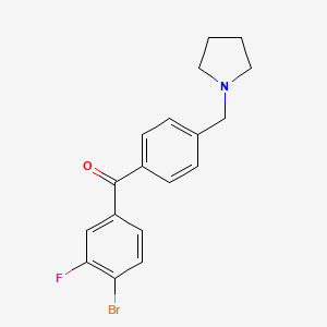 molecular formula C18H17BrFNO B1325535 4-Bromo-3-fluoro-4'-pyrrolidinomethyl benzophenone CAS No. 898776-55-1