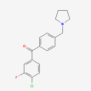 molecular formula C18H17ClFNO B1325536 4-Chloro-3-fluoro-4'-pyrrolidinomethyl benzophenone CAS No. 898776-57-3