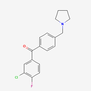 molecular formula C18H17ClFNO B1325537 3-Chloro-4-fluoro-4'-pyrrolidinomethyl benzophenone CAS No. 898776-59-5