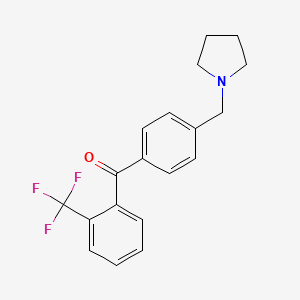 molecular formula C19H18F3NO B1325538 4'-Pyrrolidinomethyl-2-trifluoromethylbenzophenone CAS No. 898776-65-3
