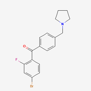 molecular formula C18H17BrFNO B1325539 4-Bromo-2-fluoro-4'-pyrrolidinomethyl benzophenone CAS No. 898776-71-1